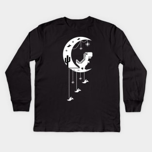 Chrome Dinosaur Moon Kids Long Sleeve T-Shirt